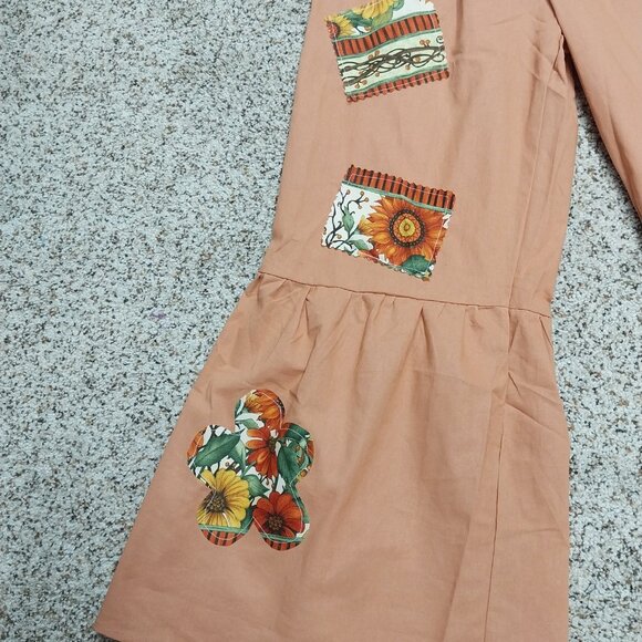 3678 Size Medium Two Piece Upcycled Rust and Gold with Applique Pant Set. - Picture 2 of 8
